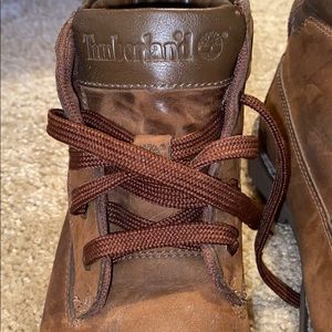 Brown leather timberland boots